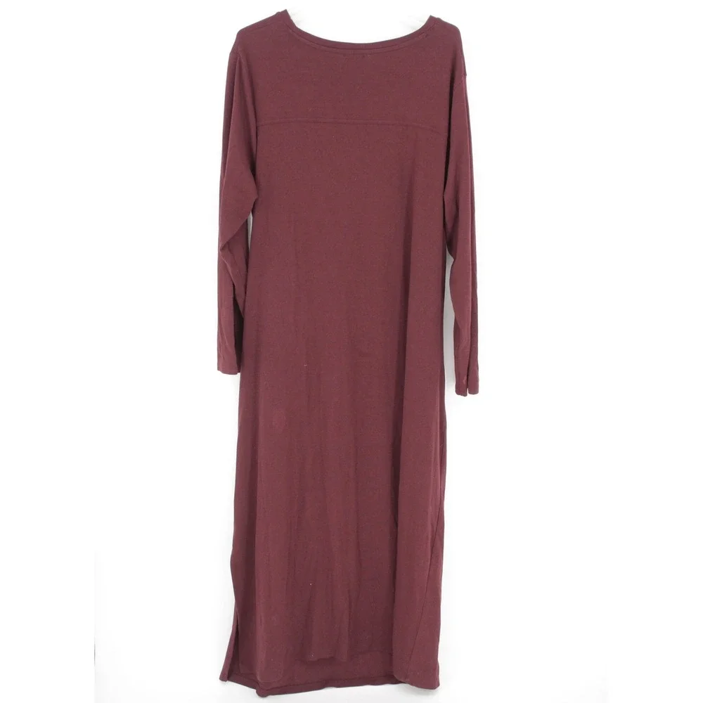 Gap Women's Burgundy Side Tie Long Sleeve Midi T-Shirt Dress Size‎ XXL